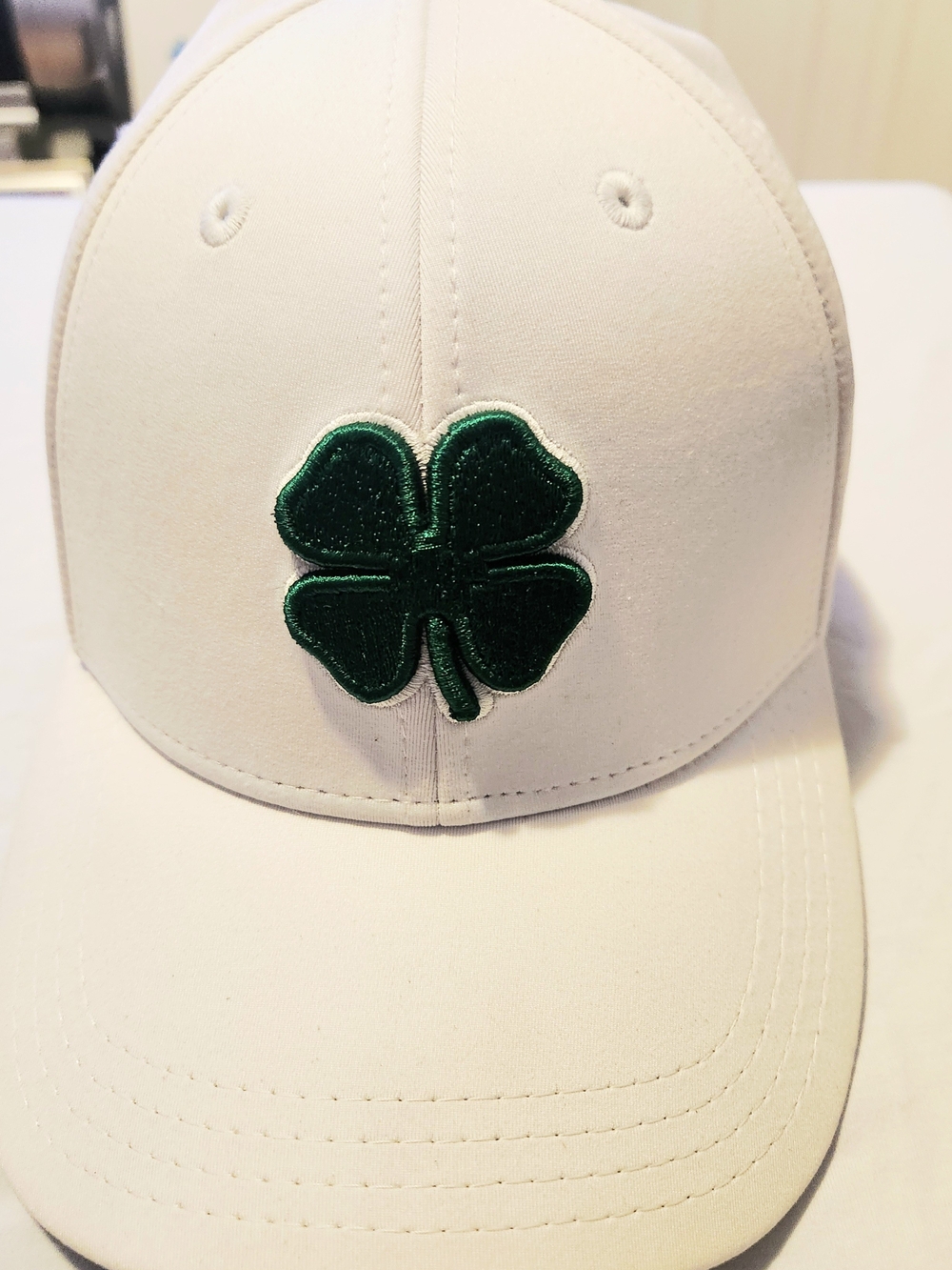 Lucky Brand White Baseball Cap with Green Clover Patch